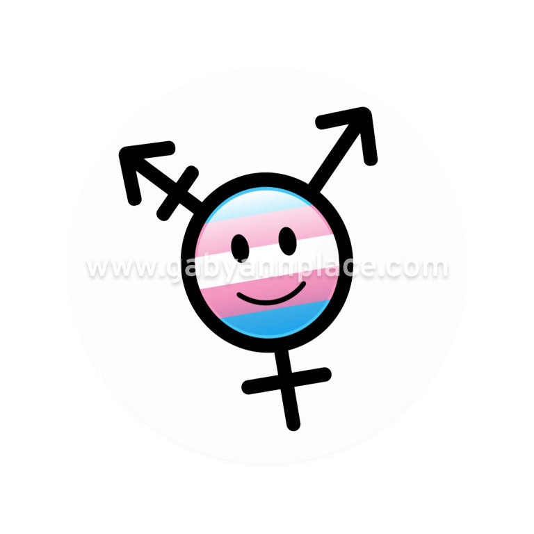 Trans Symbol with Smiley Emoji Clear Round Sticker