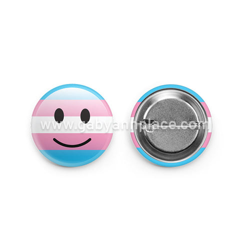 Trans Smiley Emoji Round Button