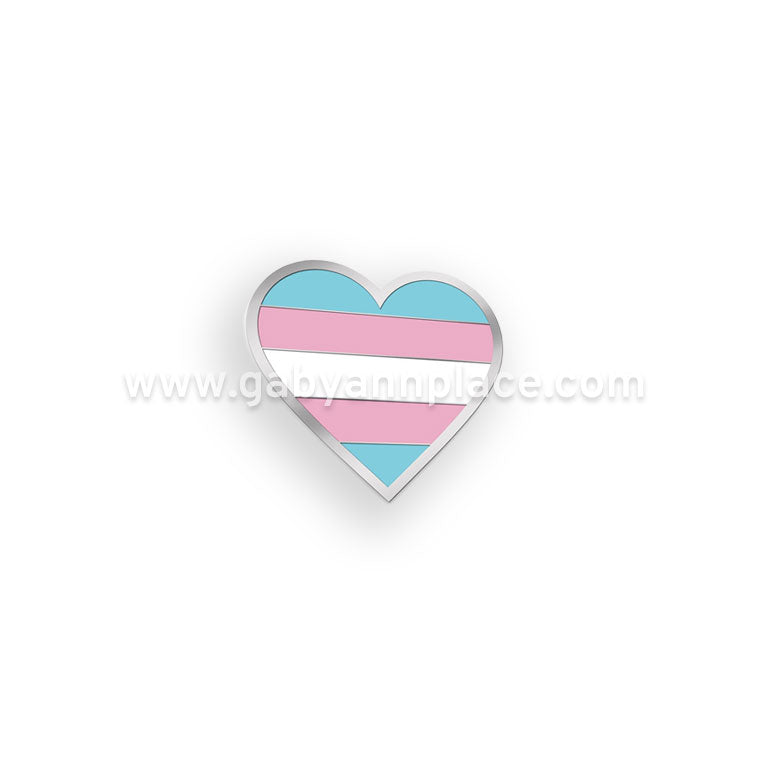 Heart Shaped Pin with Transgender Flag Colors – Gaby Ann Place