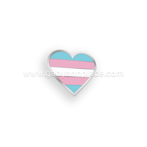 Heart Shaped Pin with Transgender Flag Colors