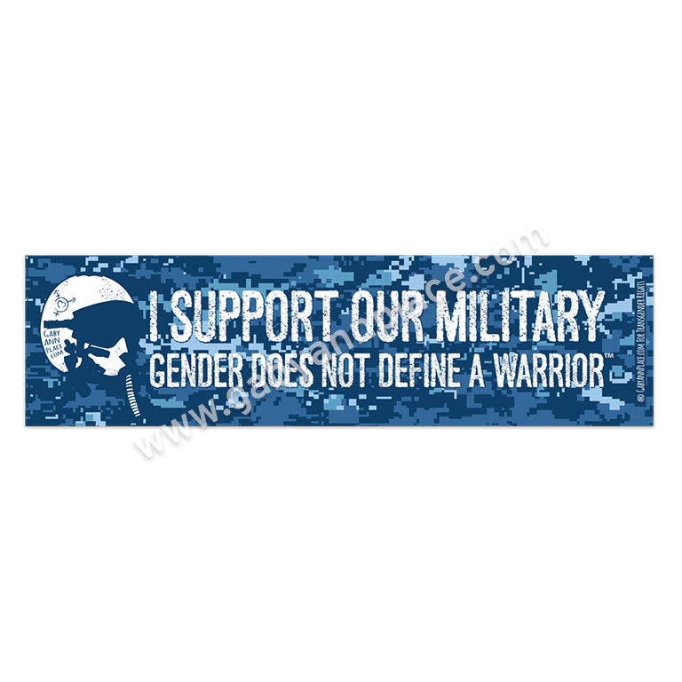 I Support Our Military Gender Does Not Define A Warrior Navy Air Blue Bumper Sticker