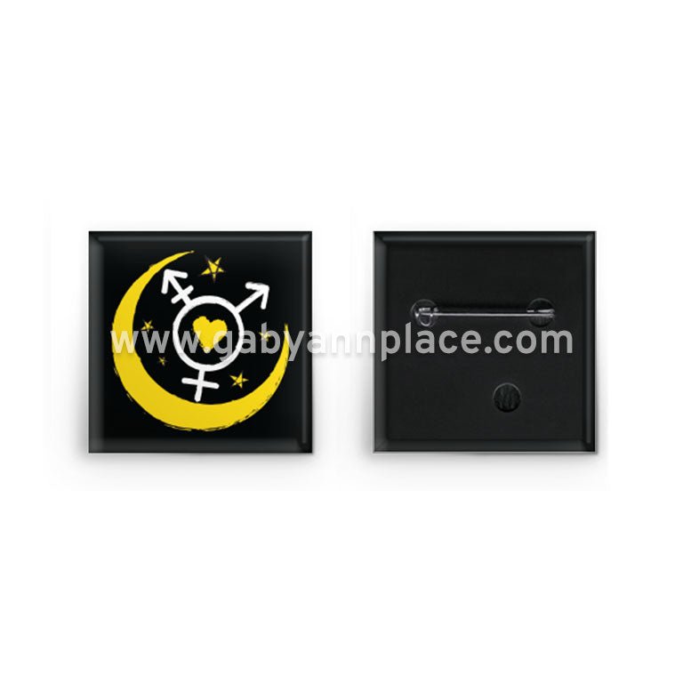 Moon Stars and Trans Symbol Square Button