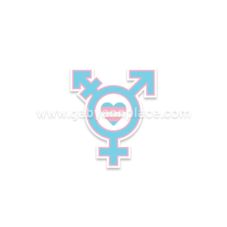 Transgender Symbol with Heart Logo Sticker