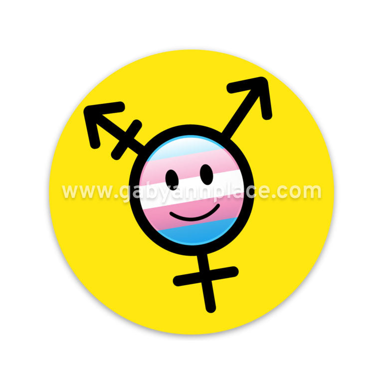 Trans Symbol with Smiley Emoji Round Sticker