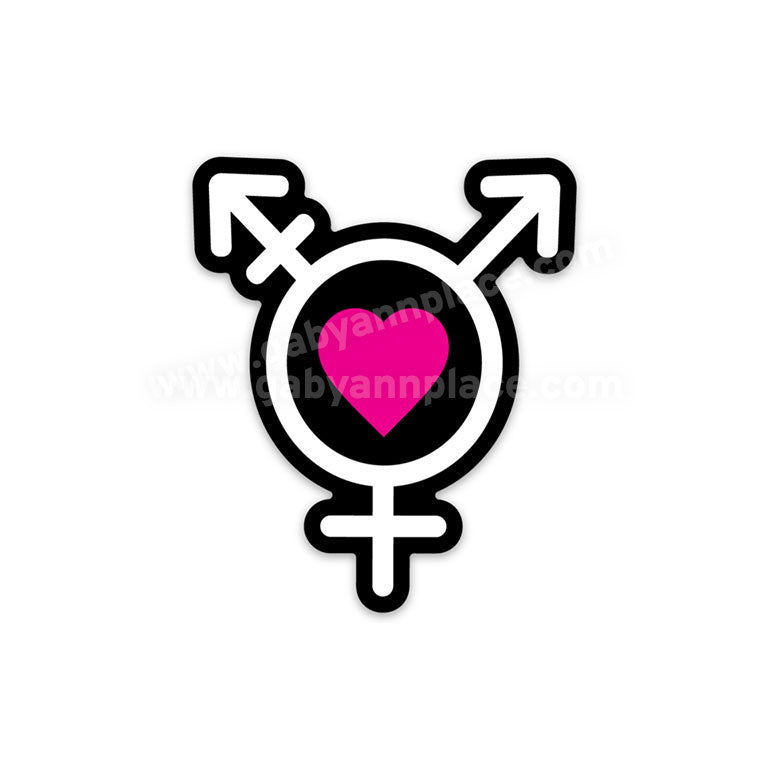 Trans Symbol with Pink Heart Die-Cut Sticker