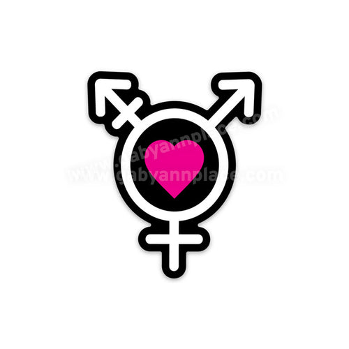 Trans Symbol with Pink Heart Magnet