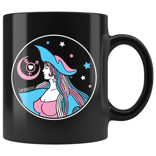 Transgender Defender Gal logo Black Ceramic Mug