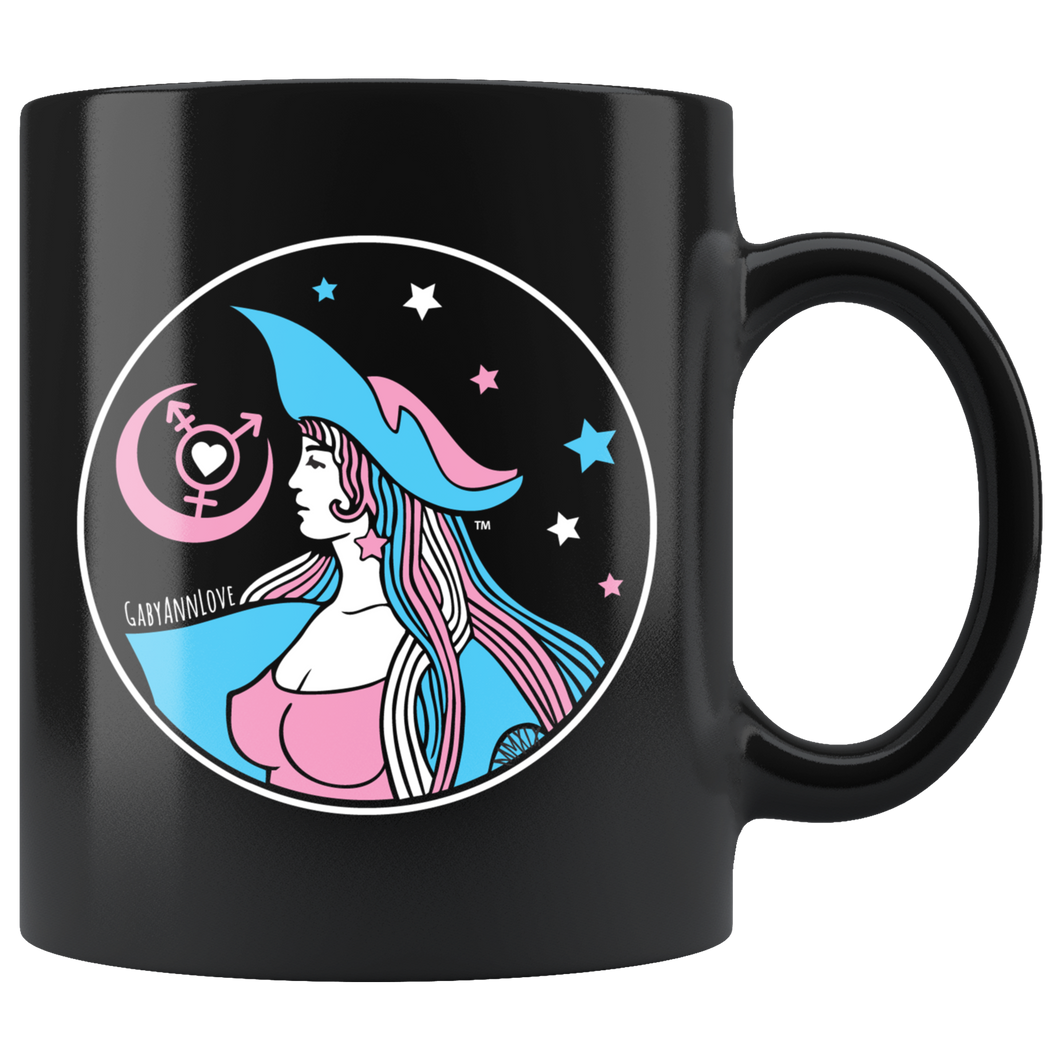 Transgender Defender Gal logo Black Ceramic Mug